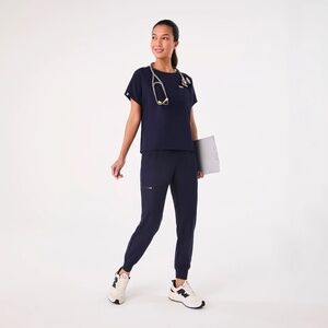 Figs Navy Scrub Top XL
